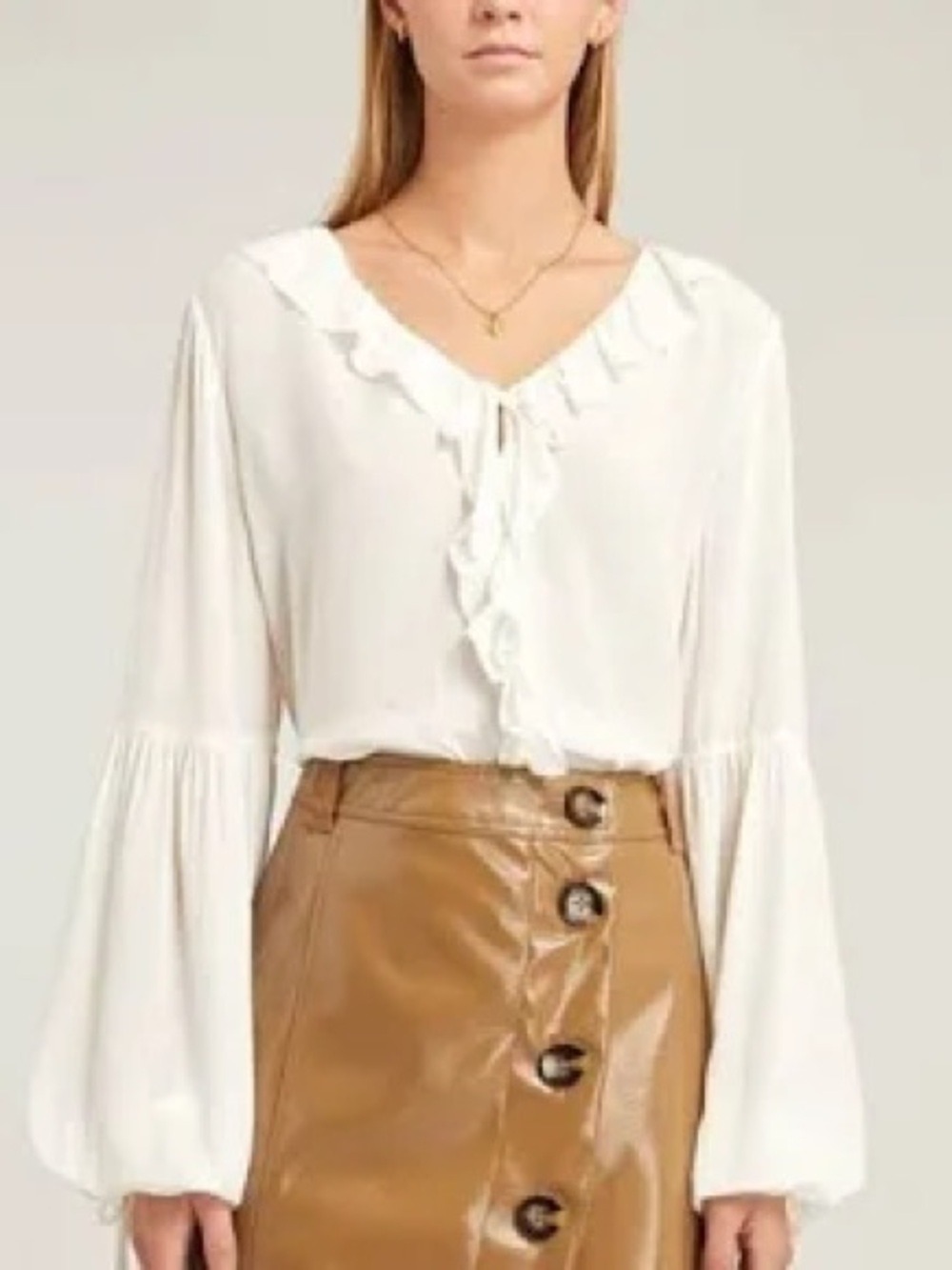 Paige Ivory V-Neck Long Sleeve Top Medium